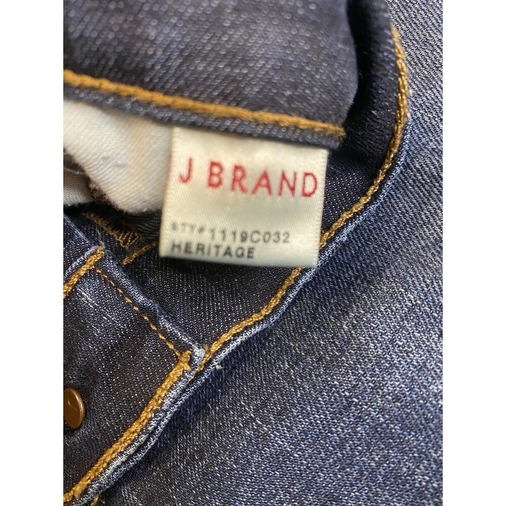 J Brand Women's Bootcut Jeans Dark Blue Denim Stretch Pockets Button Zip - Picture 4 of 9